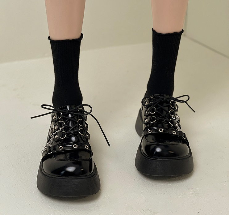 Ретро панк туфли на ровной подошве со шнурками фото