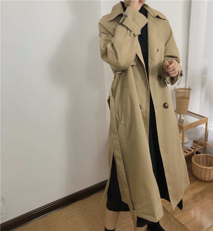 Длинный тренч пальто бежевый женский купить недорого в интернет ...