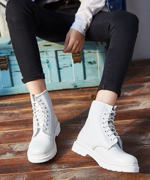 Полностью белые ботинки на шнуровке купить недорого в интернет-магазине MOD