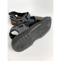 Мужские сандалии спортивные на липучке тканевые с кожаными вставками фото