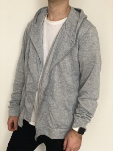 Кофта с косым замком серая мужская фото
