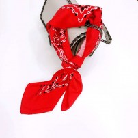 Красная бандана с геометричными узорами фото