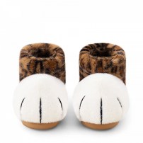 Тапочки chikoku Snowball Cat темно-леопардовые с белым пышным мысом и gum-подошвой фото