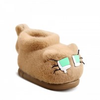 Тапочки chikoku Green-Eyed Shiba коричневые плюшевые собачка с бирюзовыми глазками фото