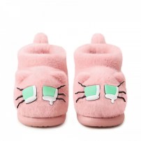 Тапочки chikoku Green-Eyed Shiba розовые плюшевые собачка с бирюзовыми глазками фото