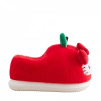 Тапочки chikoku Hello Kitty красные в форме яблока с зеленым хвостиком и бантиком