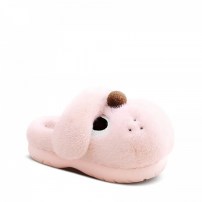Тапочки chikoku Puppy Aze розовые плюшевые 3D-собачка с большим ушком и носом-помпоном фото