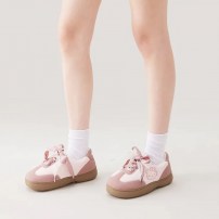 Кроссовки chikoku Hello Kitty розово-бежевые замшевые с атласным бантом и мехом фото