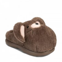 Тапочки chikoku Cute Cartoon Mouse коричневые плюшевые мышонок с розовыми свисающими ушками