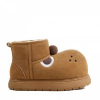 Угги chikoku Cute Puppy Suede коричневые замшевые с 3D-мордочкой щенка и носом-помпоном