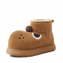 Угги chikoku Cute Puppy Suede коричневые замшевые с 3D-мордочкой щенка и носом-помпоном фото