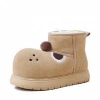 Угги chikoku Cute Puppy Suede бежевые замшевые с мордочкой щенка носом-помпоном и петлей фото