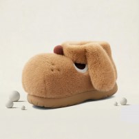 Тапочки chikoku Spotted Puppy бежево-карамельные плюшевые щенок с длинным свисающим ухом фото