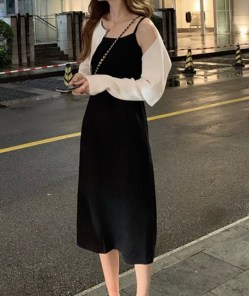 Женское слинг-платье черное фото