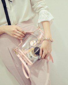 Женский прозрачный клатч с яркими вставками фото