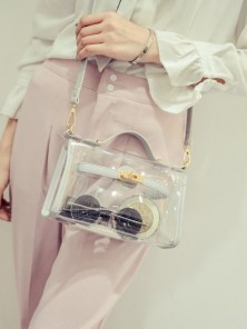 Женский прозрачный клатч с яркими вставками фото
