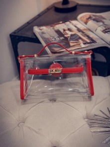 Женский прозрачный клатч с яркими вставками фото