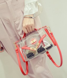 Женский прозрачный клатч с яркими вставками фото