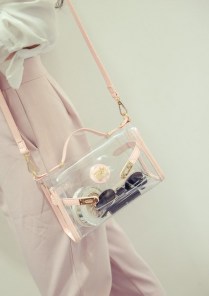 Женский прозрачный клатч с яркими вставками фото