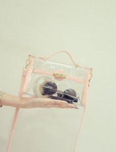 Женский прозрачный клатч с яркими вставками фото