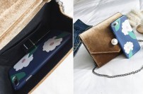 Небольшой велюровый женский клатч фото