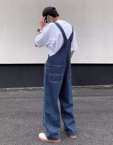 Джинсовый мужской комбинезон прямой в ретро стиле фото