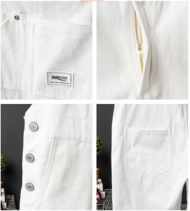 Яркие модные свободные шорты на подтяжках с нагрудным карманом фото