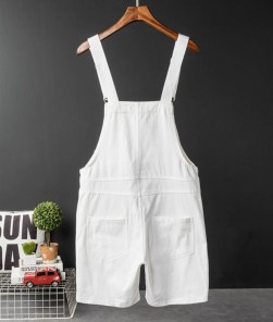 Яркие модные свободные шорты на подтяжках с нагрудным карманом фото