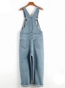 Джинсовый мужской комбинезон открыт прямой и широкий фото