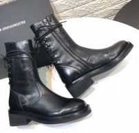 Женские черные ботинки высокие со шнуровкой сзади фото