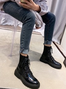 Женские черные ботинки с эластичной тканевой вставкой резинкой фото