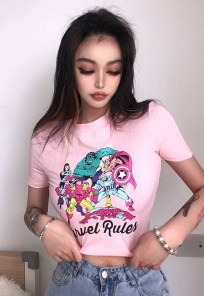 Яркая футболка кроп топ с рисунком