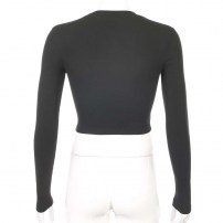 Короткая однотонная женская кофта топ фото