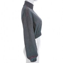 Блестящая кофта топ на молнии фото