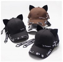 Оригинальная женская кепка с ушками, надписями и лентой