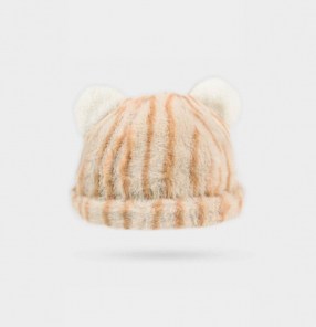 Плюшевая шапка с ушками и тигровым леопардовым принтом фото