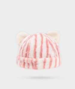 Плюшевая шапка с ушками и тигровым леопардовым принтом фото