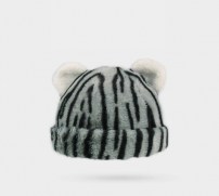 Плюшевая шапка с ушками и тигровым леопардовым принтом фото