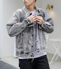 Мужская джинсовая куртка пиджак серая
