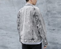 Мужская джинсовая куртка пиджак серая фото