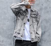 Мужская джинсовая куртка пиджак серая фото