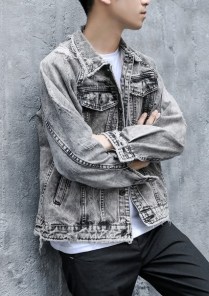 Мужская джинсовая куртка пиджак серая фото