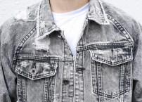 Мужская джинсовая куртка пиджак серая фото