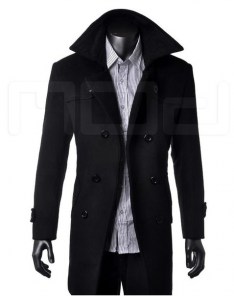 Мужское черное приталенное пальто классическое