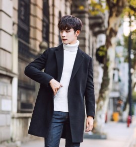 Мужское классическое пальто на одну пуговицу фото