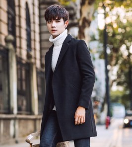 Мужское классическое пальто на одну пуговицу фото