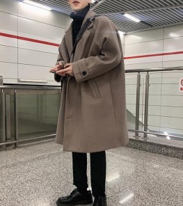 Шерстяное пальто мужское зимнее средней длины фото
