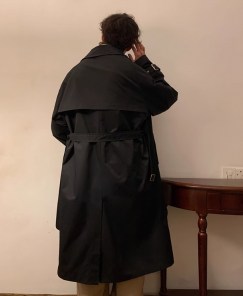 Мужской широкий тренч на одну пуговицу фото