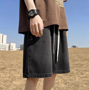 Широкие шорты джинсовые мужские - прямые ретро фото