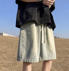 Широкие шорты джинсовые мужские - прямые ретро фото